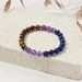 Natural Stone Bracelet – Amethyst, Lapis Lazuli & Tiger Eye Gemstone Healing Jewelry, Adjustable Elastic String_voghion.com