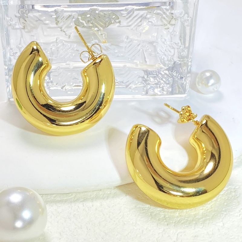 Orecchini da donna in acciaio al titanio, versione spessa, piccoli orecchini a forma di C, modello speciale, design di personalità, orecchini squisiti in acciaio inossidabile di alta qualità e popolari._voghion.com