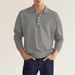 2023 Herbst Langarm V-Ausschnitt Knopf Herren Casual Top Poloshirt_voghion.com