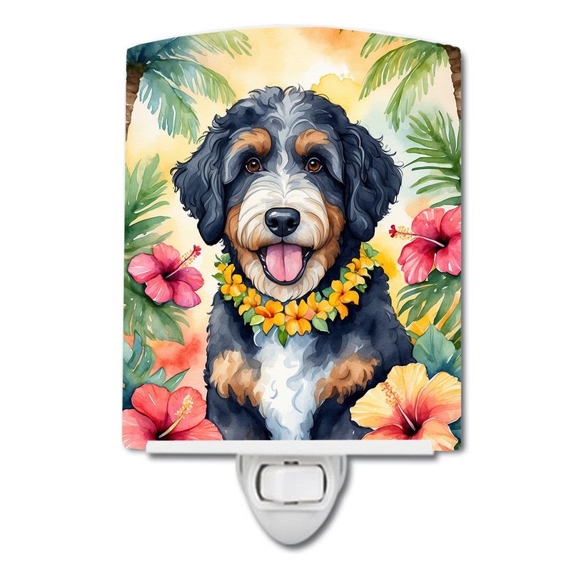 NEW Bernedoodle Luau Ceramic Night Light Compact, UL-Certified, Ideal for Bedroom, Bathroom, Nursery, Hallway, Kitchen, 6x4x3, Multicolor_voghion.com