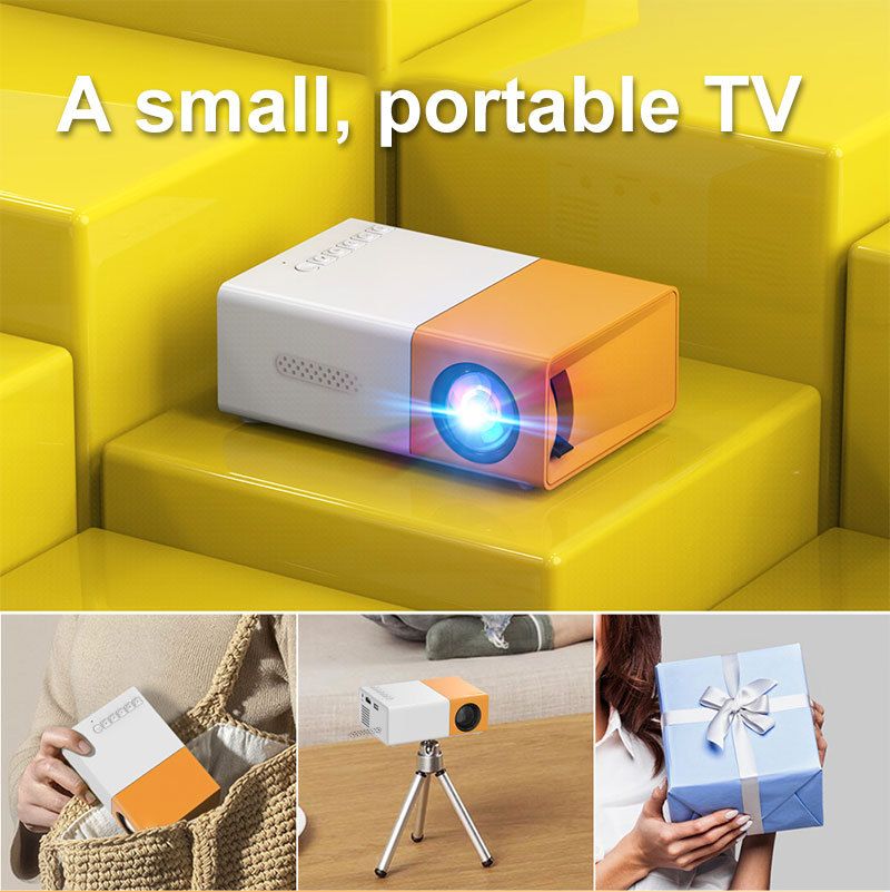 Mini Portable Micro Hot Selling YG300 Children's Yellow And White Projector_voghion.com