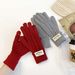 Solid color gloves, winter women's exposed finger mobile phone touch screen, knitted sweater, thickened warmth for_voghion.com