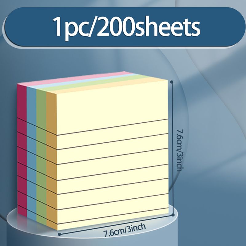 200pcs Colorful Horizontal Line Sticky Note 4 Colors Portable Student Note Marking Writing Memo Pad Post-it Self-Stick Note Pads For School Office La_voghion.com
