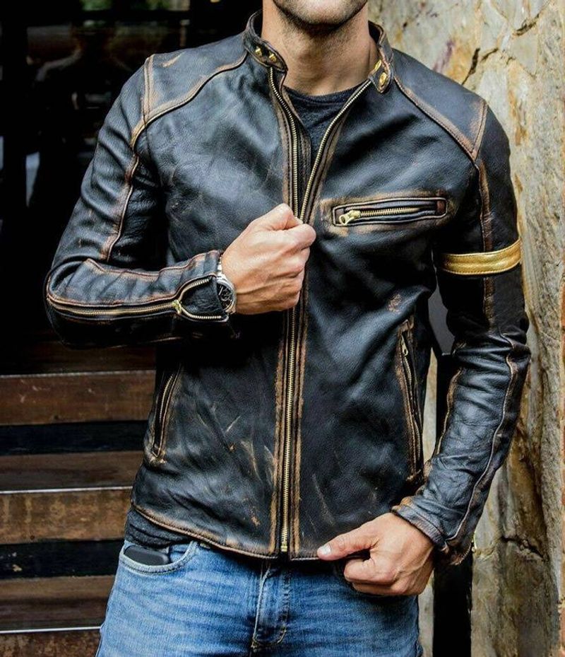 Men's Clothing leather jacket men's youth stand collar punk men motorcycle leather jacket_voghion.com