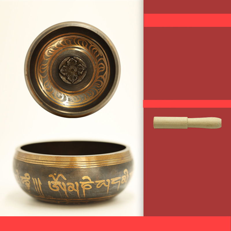 Nepalese klankschaal, handgemaakte kom, handgehamerde Tibetaanse klankschaalset - Stressverlichting, chakra-balancering en meditatietool_voghion.com
