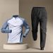Tuta da allenamento da uomo con mezza cerniera - Completo composto da maglietta a maniche lunghe e pantaloni ad asciugatura rapida per corsa, palestra e prestazioni atletiche_voghion.com