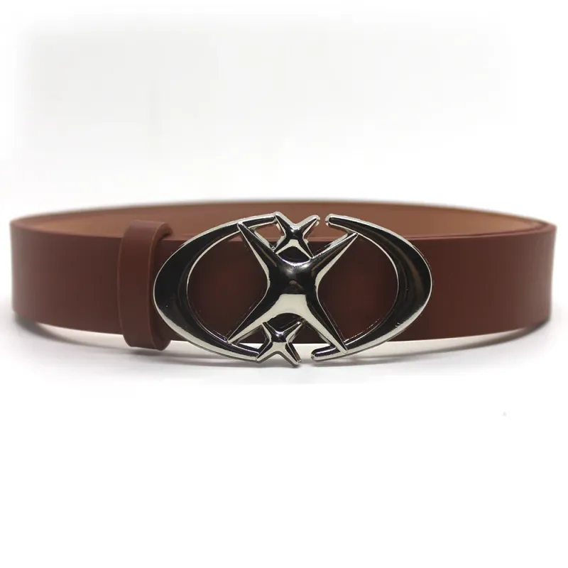 ŽHAVÝ Punk Moon Star Buckle Design Cross Metal Vintage Gothic Men Women Y2k Pu Leather Pas Džíny Kalhoty Dekorativní Opasek_voghion.com