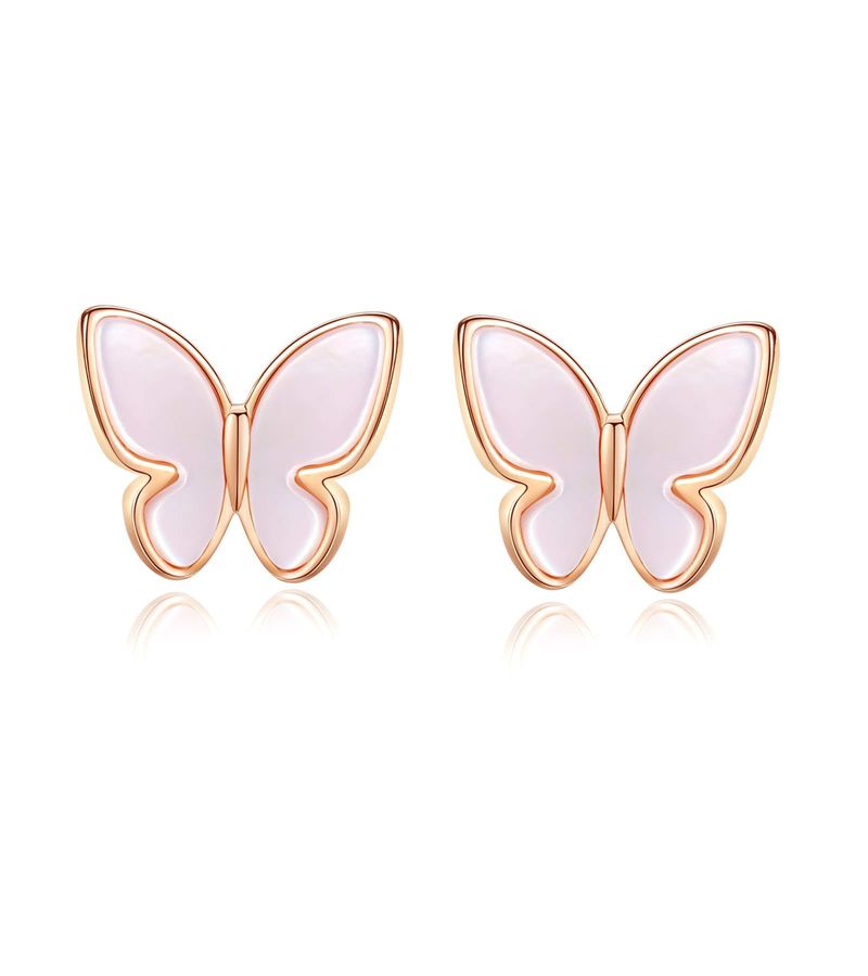 Orecchini a farfalla in oro rosa, stile di lusso, placcati in ottone dorato, in saldo._voghion.com