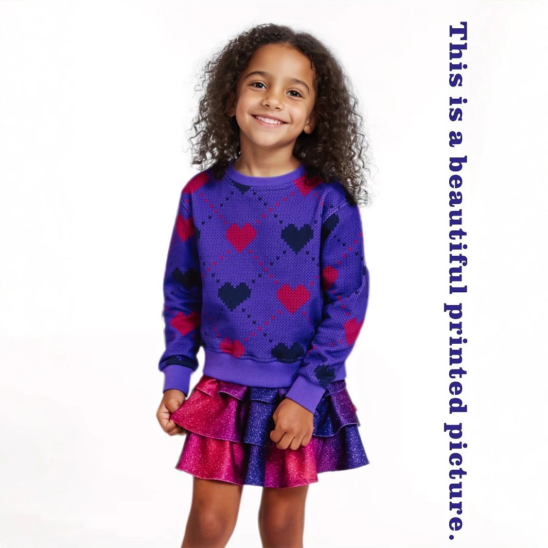 Zestaw swetrów i spódniczek dla dziewcząt Mother & Kids INS z nadrukiem w pełnym rozmiarze, okrągłym dekoltem i długim rękawem, jesienne ubrania_voghion.com