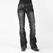 Retro Flare Jeans – Mid-Rise Stretch Bootcut Denim Pants For Women (Vintage Wash, Curve-Hugging Silhouette)_voghion.com