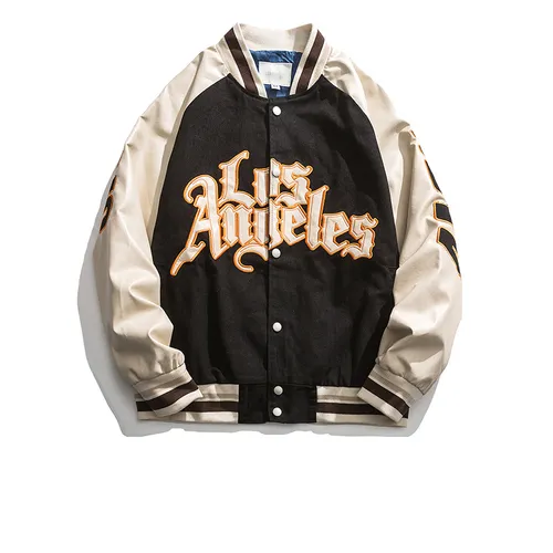 Man's clothing Stylish shirt ins embroidered baseball uniform vintage jacket pu leather motorcycle suit pilot coat_voghion.com