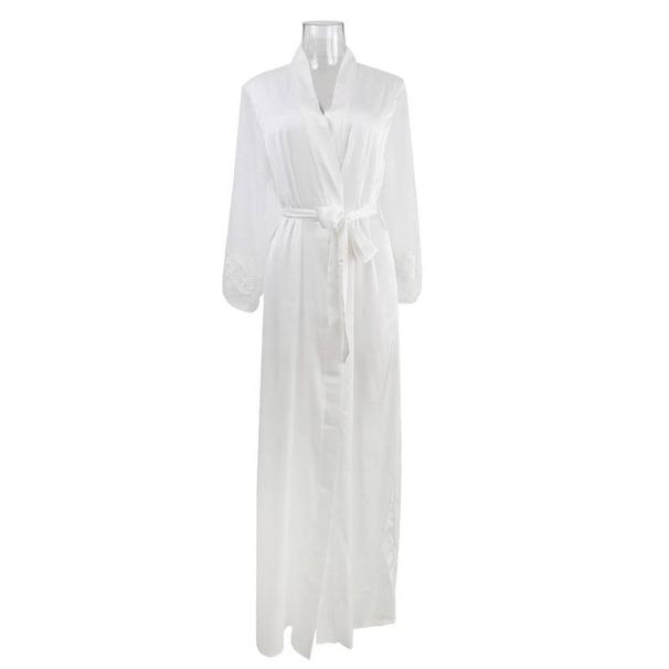 Women's Sleepwears Pajama satin robe lace and long robe loungewear_voghion.com
