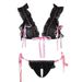 KOOSSO ASIS Soft Cup Mesh BRALETTE No Steel Ring Open Chest Crotch Front Strap Bra Sexy Lingerie Set_voghion.com