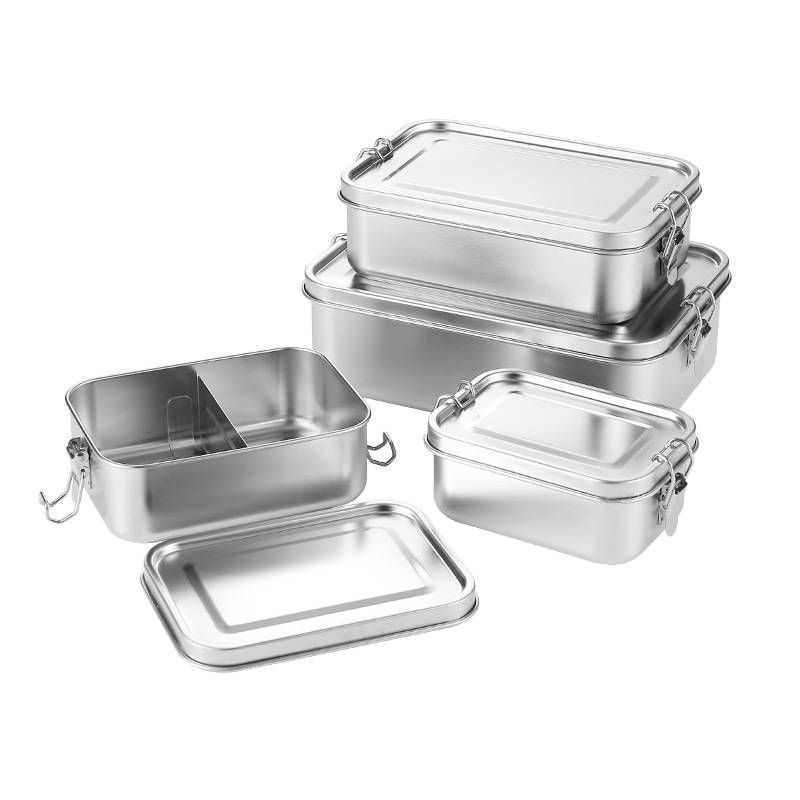 304 Stainless Steel Lunch Box Square Compartment Lunch Box With Lid Sealed Fresh Lunch Box Buckle Lunch Box_voghion.com