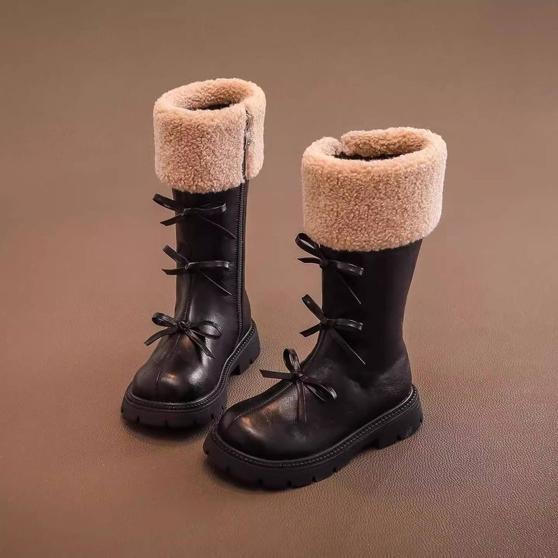 Girls' Long Boots 2025 Autumn/Winter New Style Fleece Cotton Boots_voghion.com