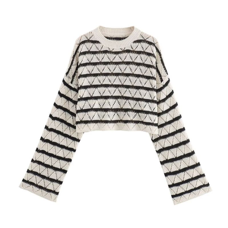 Women's 2024 summer new hollow sweater top and knitted pants set_voghion.com