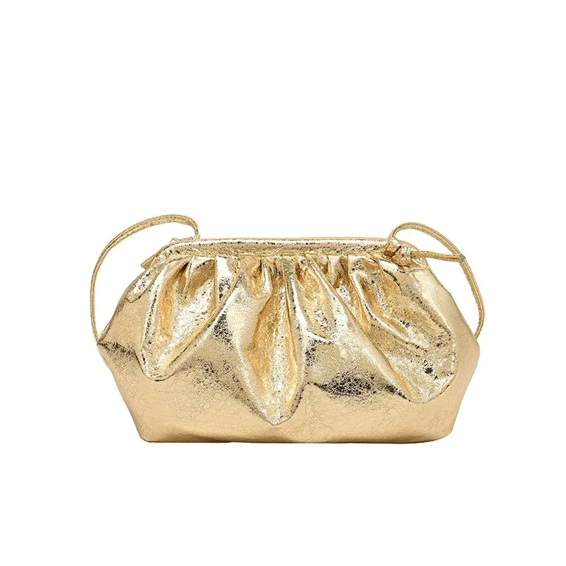 Kleines Design Damen Leder Sier Cloud Gold Umhängetasche Damen Party Clutch Geldbörse Damen Handtaschen_voghion.com