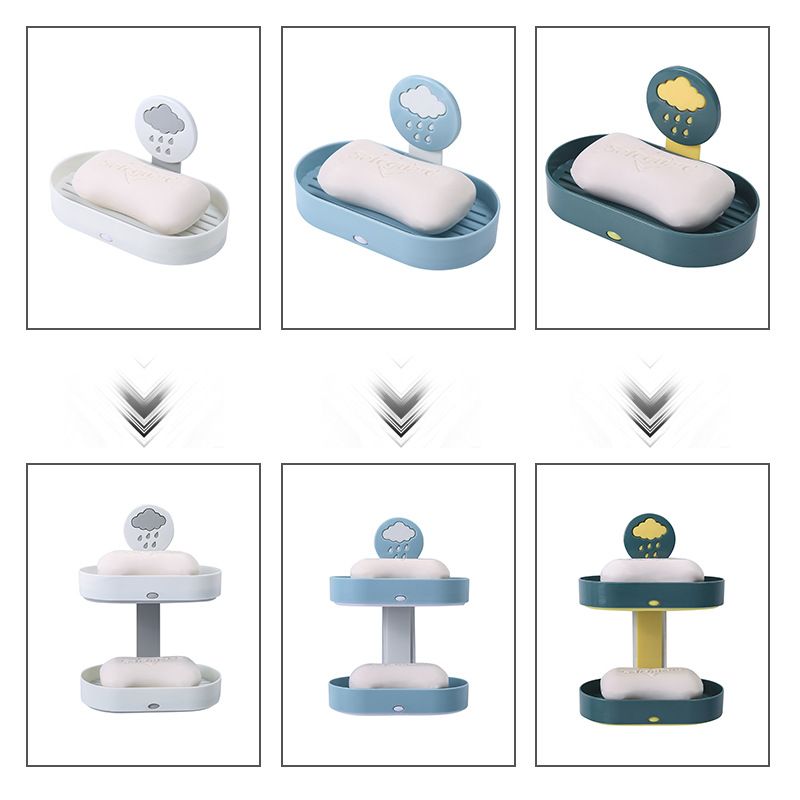 Ühe- ja kahekihiline stantsivaba vannitoa seebihoidik, loominguline kahekihiline äravoolu seebikarp, vihmapiiskade äravooluriiul_voghion.com