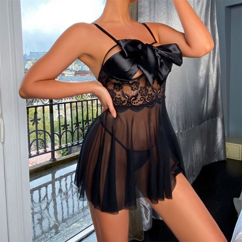 2022 neue Fun Dessous Damen Spitze Fun One Piece Pyjamas Open Back Sexy Perspektive Pyjamas_voghion.com