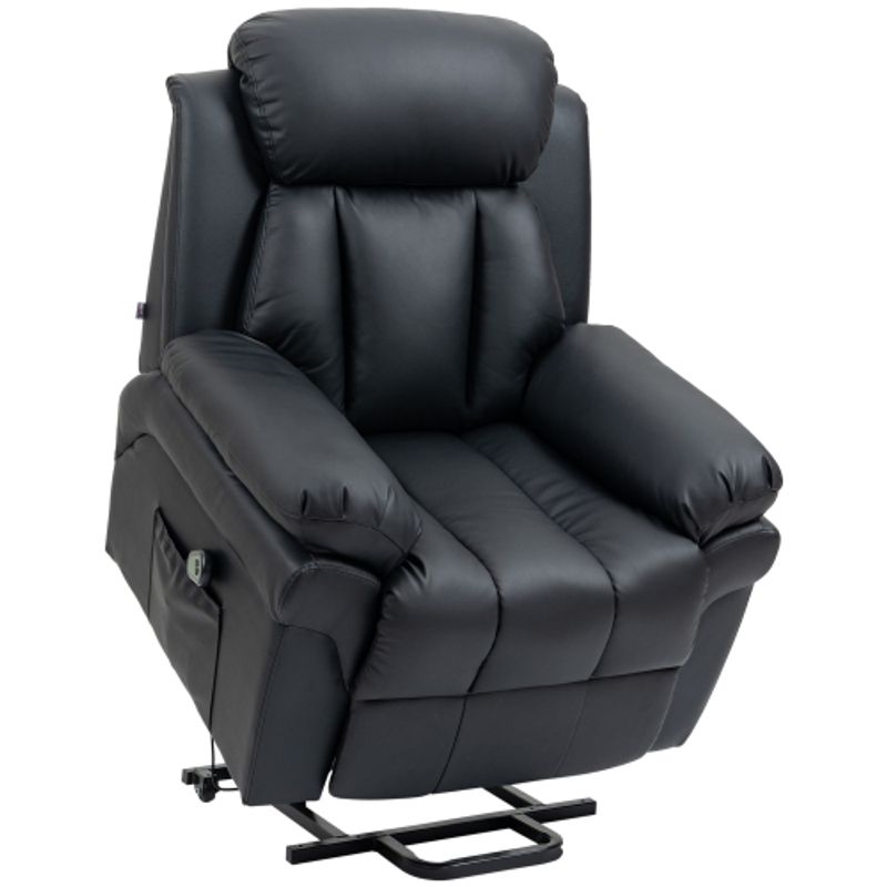 HOMCOM Elektrischer Relaxsessel Mit Aufstehhilfe, Neigbarer TV-Sessel Mit Fernbedienung, Kunstleder Schwarz Für Bequemes Sitzen_voghion.com