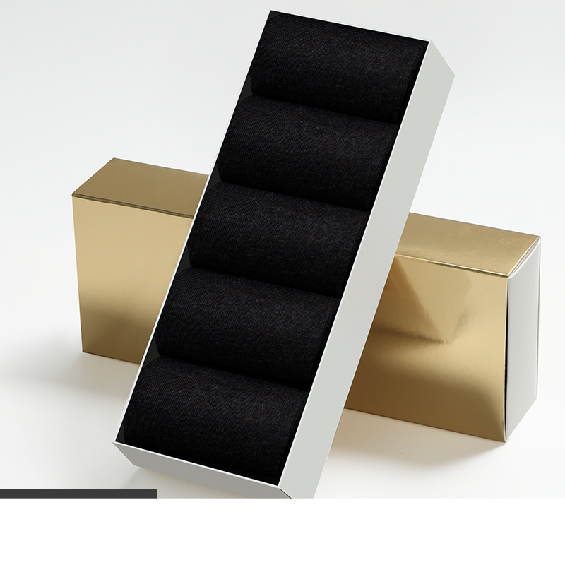 Unisex Men's pure cotton black business socks gift box set, mid tube socks, anti odor and sweat absorbing cotton socks for men_voghion.com