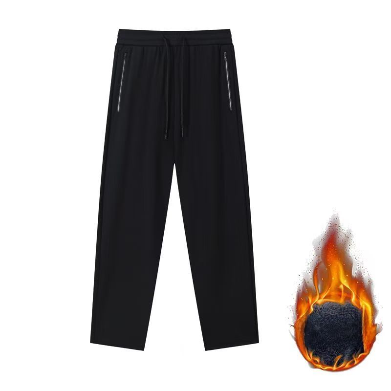 Pantalones a prueba de viento de vellón de otoño e invierno, pantalones cálidos para hombres y mujeres, cremallera gruesa, resistentes al frío, pantalones casuales cálidos_voghion.com