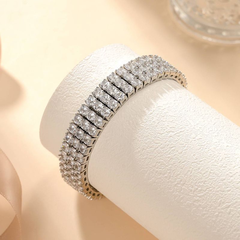Women's Jewelry Bangles Three Row 4mm Copper Inlaid Zircon Bracelet Tennis Chain_voghion.com