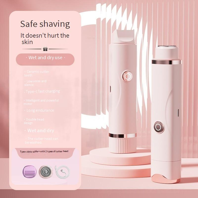 2-in-1 Electric Bikini Trimmer For Women - Painless Pubic Hair Shaver With 3D Floating Heads, USB Rechargeable, Waterproof & Cordless For Legs_voghion.com