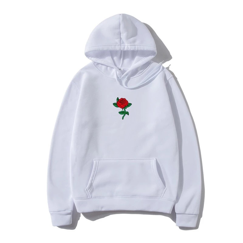2023 Sweater Spring and Autumn Men's Hooded Sweater Rose Print Casual Men's Top Men_voghion.com