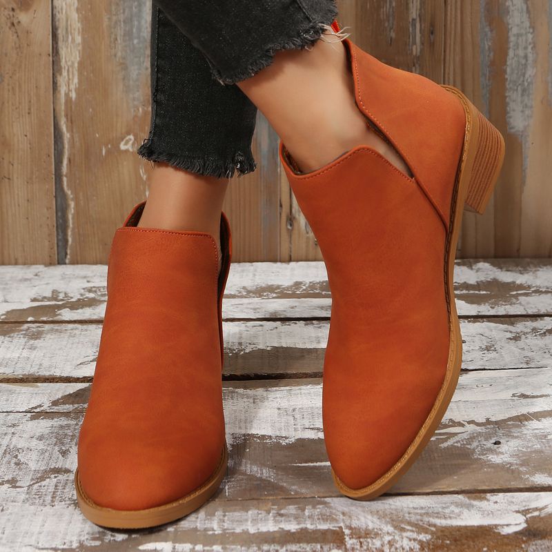 Women's shoes autumn and winter new large size suede Martin boots women's chunky heel solid color women's short boots in stock_voghion.com