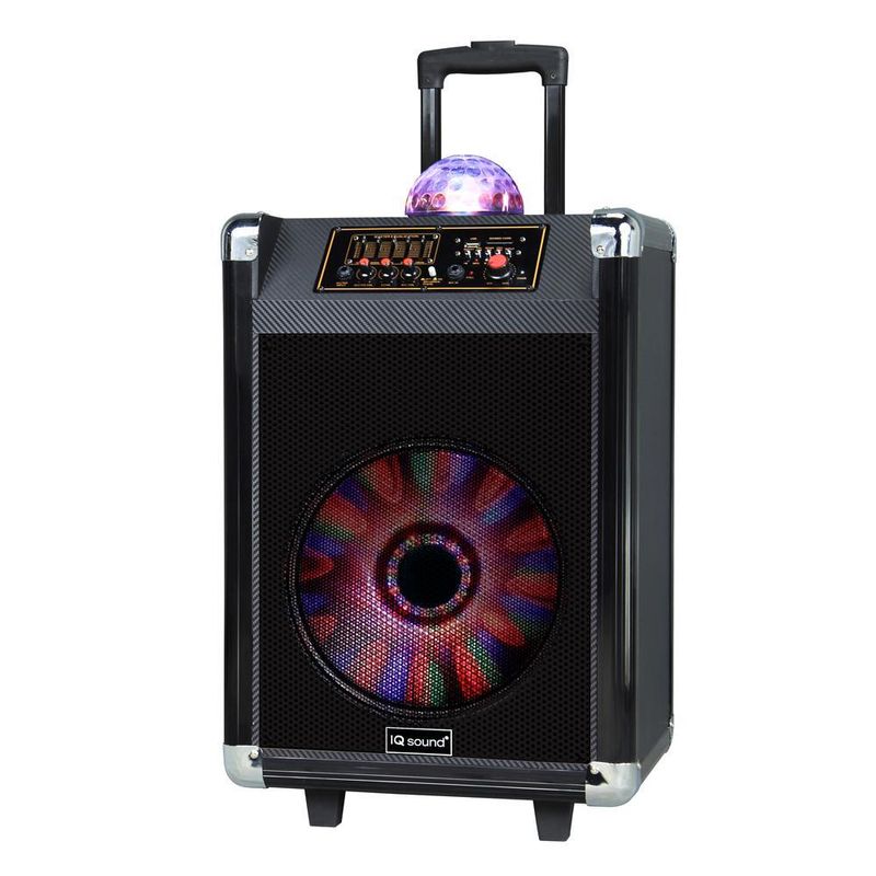 IQ Sound 12" Portable Bluetooth Speaker with Disco Ball Light_voghion.com