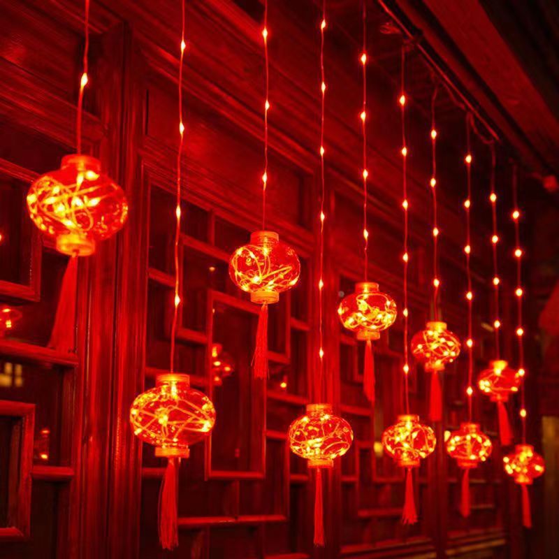 New Year LED String Lights - Red Lantern Decorations For Indoor/Outdoor, Window, Garden, Holiday & Festival Lighting (8 Modes, Plug-in/Solar)_voghion.com
