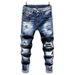 Men's Stretch Ripped Skinny Jeans Slim Fit Comfort Denim Pants With Distressed Details For Casual Wear_voghion.com
