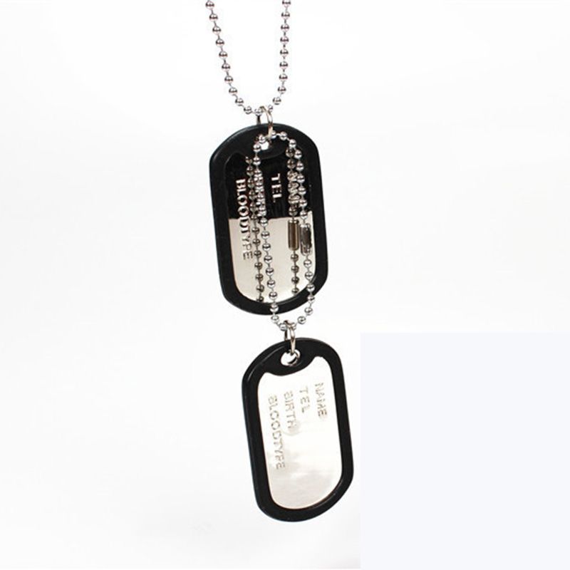 Vendite calde Collana con ciondolo a forma di cane con 2 tag da uomo, stile gotico_voghion.com