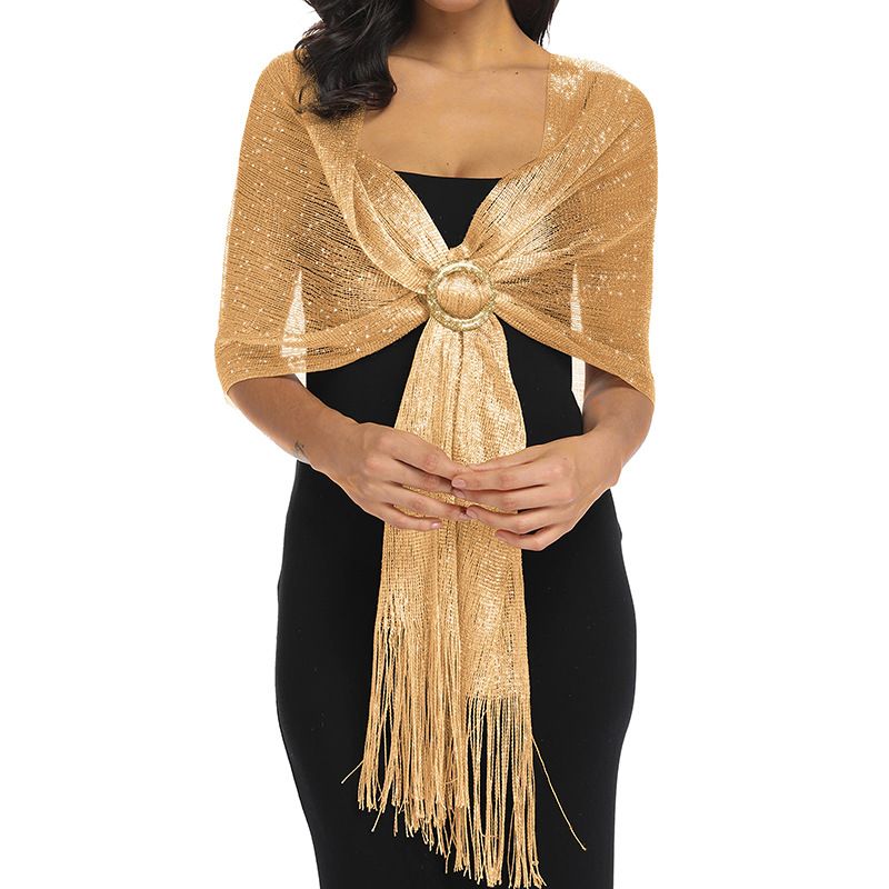 Grenzüberschreitender heißer Verkauf von Gold- und Silberseidenschal, flacher Schal für Brautjungfern, Tanzparty, Hochzeitskleid, Abendkleid, Schal_voghion.com