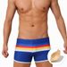 UXH Herren-Badehose mit buntem Streifenmuster, modische Boxershorts mit viereckigem Rand und Cup, Bademode für Männer_voghion.com