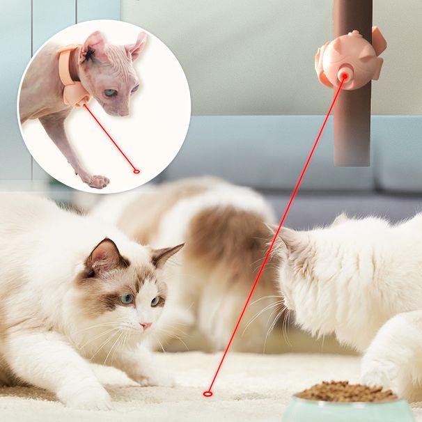Pet laser collar, infrared charging teasing stick, silicone ring, automatic self elevating cat toy_voghion.com