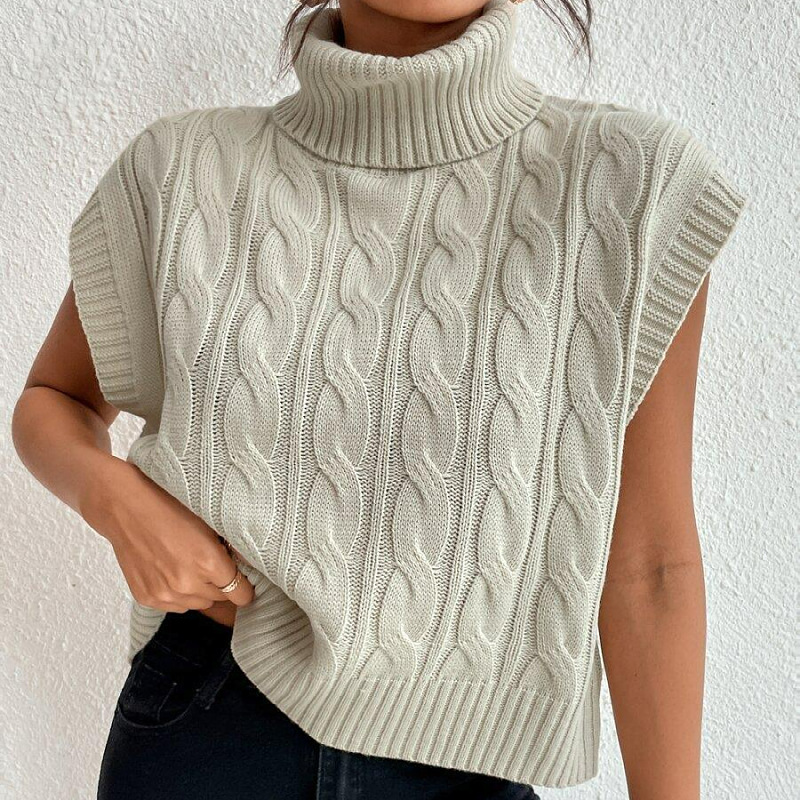 Neue gestrickte ärmellose Weste für Damen im Herbst und Winter_voghion.com
