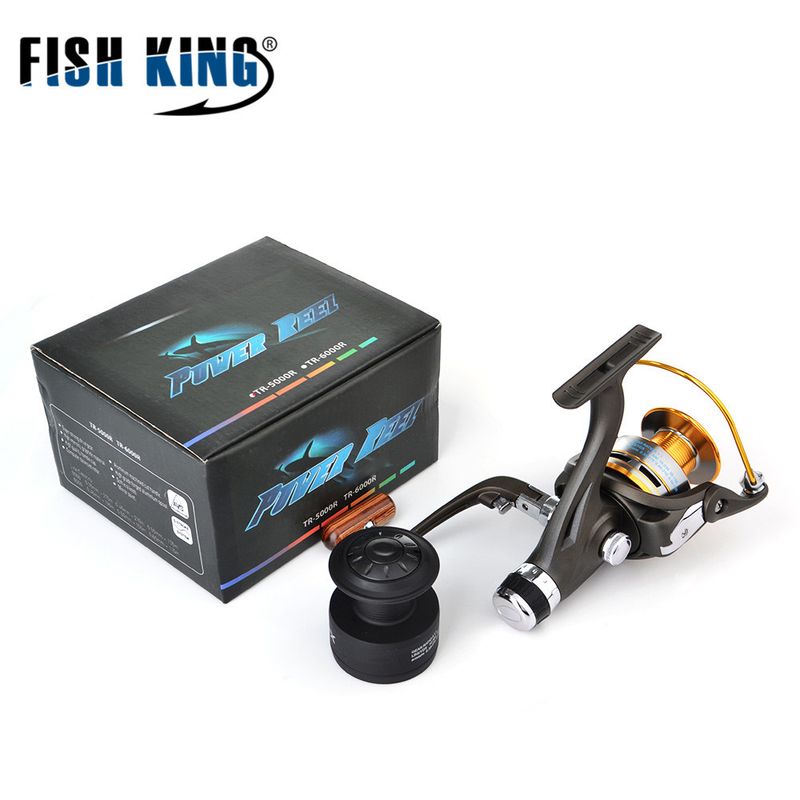 FISHKING Full Metal Spinning Dupla Força de Descarga Freio Dianteiro e Traseiro Carpa Kuyu Carretel de Isca de Pesca Marítima_voghion.com