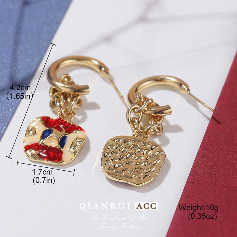 Original Irregular Ear Hooks Contrast Color Concave And Convex Texture Earrings Tassel High End Design Retro Earrings_voghion.com