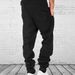 Men's Casual Jogger Pants With Leather Label - Polyester Fleece-Lined Sweatpants For Winter, Elastic Cuffs, Relaxed Fit, Solid Color_voghion.com