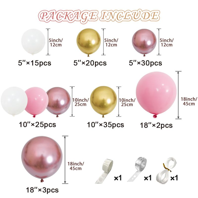 Ballongsett bue bursdag bryllupsfest dekorasjon ballong rosa gull rosa ballong pakke_voghion.com