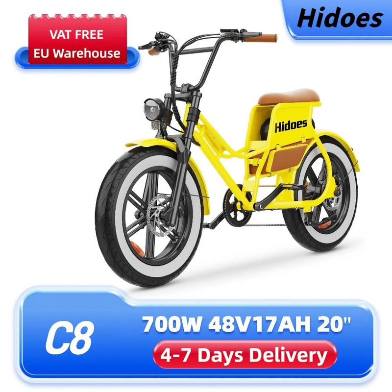 Hidoes C8 Elektrofahrrad für Erwachsene, 20 Zoll, Fat Tire Step Through City EBike, 700 W, 48 V, 17 Ah_voghion.com