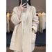 Korean style autumn and winter lazy style thick line plus size sweater cardigan elegant mid-length loose knitted thickened coat for women_voghion.com