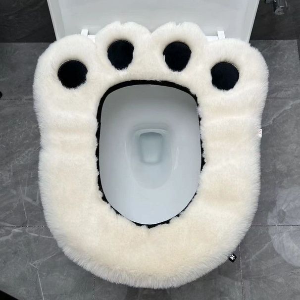 Cuscino per sedile WC universale per tutte le stagioni, adesivo per la casa, con simpatico motivo a forma di zampa d'orso e palla di carbone_voghion.com
