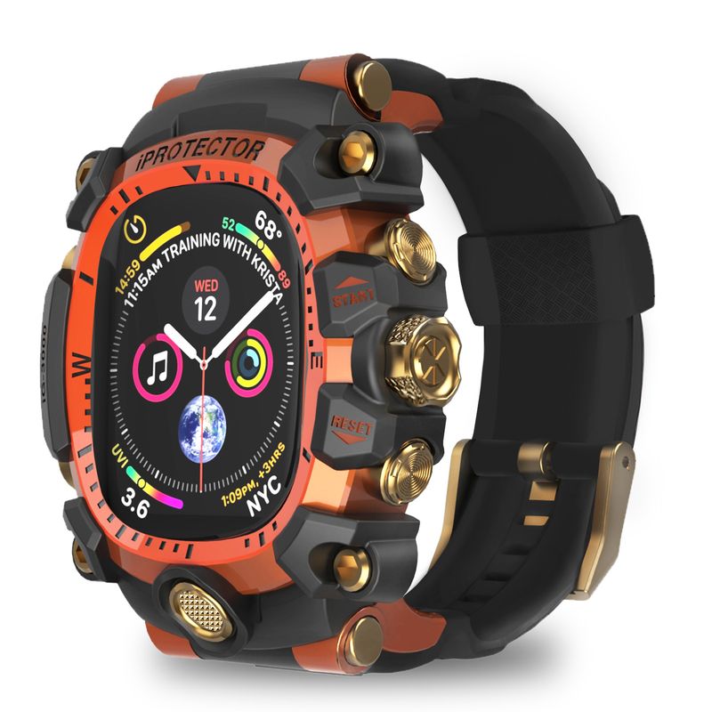 Suitable for Apple integrated watch strap S9 S8 S7 S6 silicone + PC + metal button 44/45mm modified shell wholesale_voghion.com