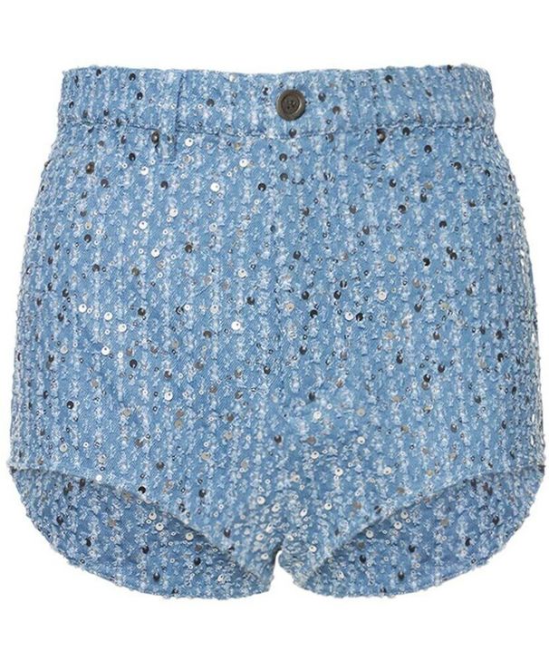 Chaqueta vaquera con lentejuelas para mujer, primavera y verano, abrigo corto y pantalones cortos HY100_voghion.com