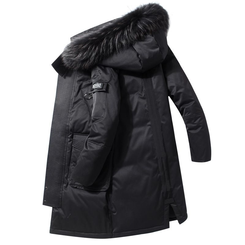  2023 neue Winter-Daunenjacke für Herren, lange, verdickte, große Pelzkragen-Arbeitskleidung, große Tasche mit Kapuze, Jacke 896_voghion.com