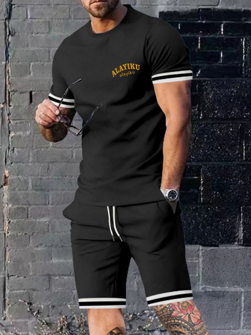 Herren Casual Sportanzug Fitness Kurzarm T-Shirts und Shorts_voghion.com