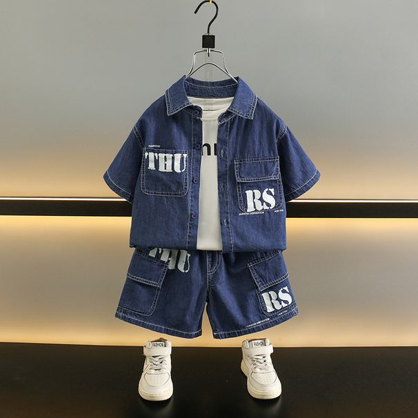 Mutter & Kinder Jungen Sommer Denim Anzug 2025 Neue Stil Modische Weste Hemd Sommer Tragen Cool Und Schön Dünne Kinder der Baby Kleidung_voghion.com